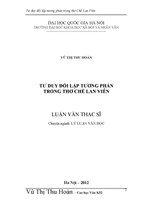 Luận văn thạc sĩ ussh tư duy đối lập tương phản trong thơ chế lan viên