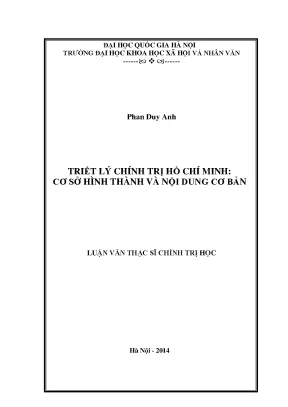 Luận văn thạc sĩ ussh triết lý chính trị hồ chí minh cơ sở hình thành và nội dung cơ bản