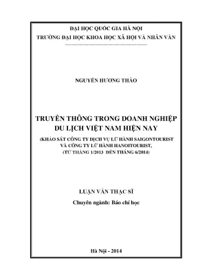Luận văn thạc sĩ ussh truyền thông trong doanh nghiệp du lịch việt nam hiện nay khảo sát công ty dịch vụ lữ hành saigontourist và công ty lữ hành hanoitourist