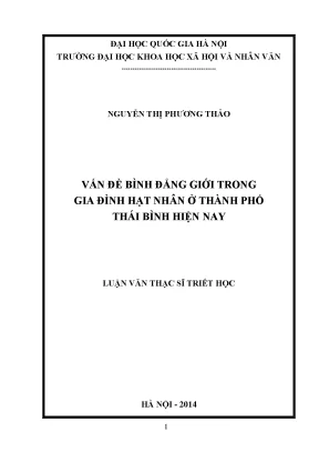 Luận văn thạc sĩ ussh vấn đề bình đẳng giới trong gia đình hạt nhân ở thành phố thái bình hiện nay