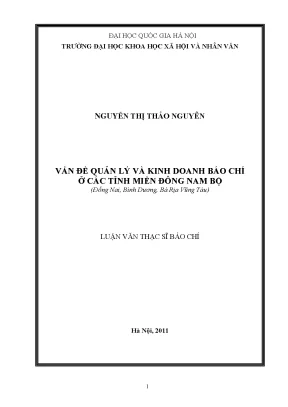Luận văn thạc sĩ ussh vấn đề quản lý và kinh doanh báo chí ở các tỉnh miền đông nam bộ đồng nai bình dương bà rịa vũng tàu giai đoạn 2007 2010