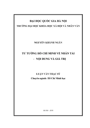 Luận văn thạc sĩ ussh tư tưởng hồ chí minh về nhân tài nội dung và giá trị