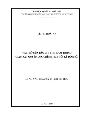 Luận văn thạc sĩ ussh vai trò của báo chí việt nam trong giám sát quyền lực chính trị thời kỳ đổi mới