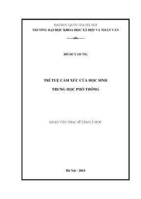 Luận văn thạc sĩ ussh trí tuệ cảm xúc của học sinh trung học phổ thông