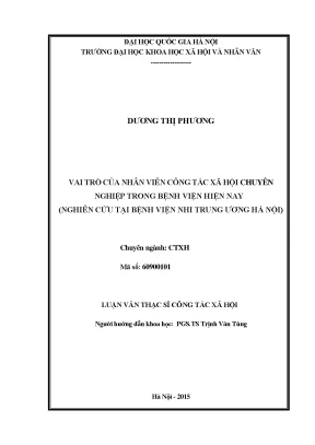 Luận văn thạc sĩ ussh vai trò cùa nhân viên công tác xã hội chuyên nghiệp trong bệnh viện hiện nay nghiên cứu tại bệnh viện nhi trung ương hà nội