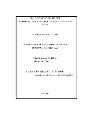 Luận văn thạc sĩ ussh vấn đề chiến tranh trong triết học phương tây hiện đại
