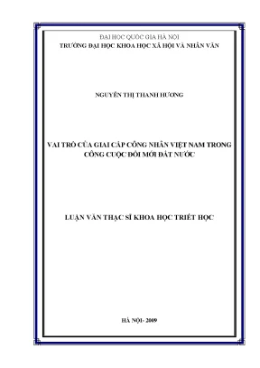 Luận văn thạc sĩ ussh vai trò của giai cấp công nhân việt nam trong cuộc đổi mới đất nước