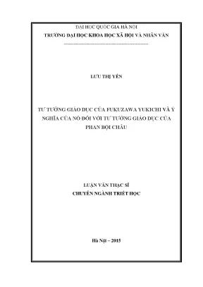 Luận văn thạc sĩ ussh tư tưởng giáo dục của fukuzawa yukichi ý nghĩa của nó đối với tư tưởng giáo dục của phan bội châu
