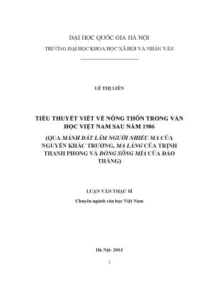 Luận văn thạc sĩ ussh tiểu thuyết viết về nông thôn trong văn học việt nam sau năm 1986 qua mảnh đất lắm người nhiều ma của nguyễn khắc trường ma làng của trịnh thanh phong
