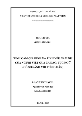 Luận văn thạc sĩ ussh tình cảm gia đình và tình yêu nam nữ của người việt qua ca dao tục ngữ có so sánh với tiếng hán