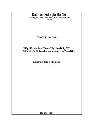 Luận văn thạc sĩ ussh tiếp biến văn hoá đông tây đầu thế kỷ xx nhìn từ góc độ báo chí qua trường hợp phan khôi