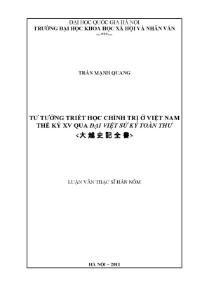 Luận văn thạc sĩ ussh tư tưởng triết học chính trị ở việt nam thế kỷ xv qua đại việt sử ký toàn thư