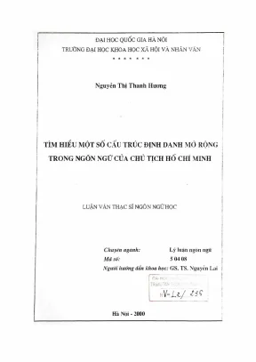 Luận văn thạc sĩ ussh tìm hiểu một số cấu trúc định danh mở rộng trong ngôn ngữ của chủ tịch hồ chí minh