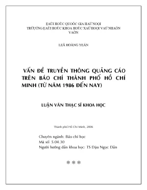 Luận văn thạc sĩ ussh vấn đề truyền thông quảng cáo trên báo chí thành phố hồ chí minh từ năm 1986 đến nay