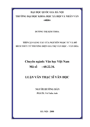 Luận văn thạc sĩ ussh tiếp cận sáng tác của nguyễn ngọc tư và đỗ bích thúy từ phương diện giá trị văn học văn hóa