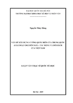 Luận văn thạc sĩ ussh vấn đề xây dựng cường quốc biển của trung quốc giai đoạn 2012 đến nay tác động và đối sách của việt nam