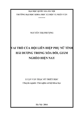 Luận văn thạc sĩ ussh vai trò của hội liên hiệp phụ nữ tỉnh hải dương trong xóa đói giảm nghèo hiện nay luận văn ths triết học 60 22 03 08