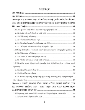 Luận văn thạc sĩ ussh ứng dụng công nghệ thông tin trong hoạt động thông tin thư viện tại viện khoa học và công nghệ quân sự luận văn ths khoa học thư viện 60 32 20