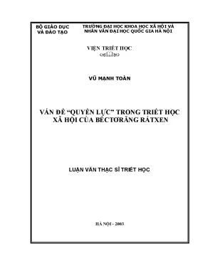 Luận văn thạc sĩ ussh vấn đề quyền lựctrong triết học xã hội của béctơrăng rátxen