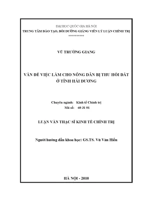 Luận văn thạc sĩ ussh vấn đề việc làm cho nông dân bị thu hồi đất ở tỉnh hải dương