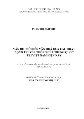 Luận văn thạc sĩ ussh vấn đề phổ biến văn hóa qua các hoạt động truyền thông của trung quốc tại việt nam hiện nay