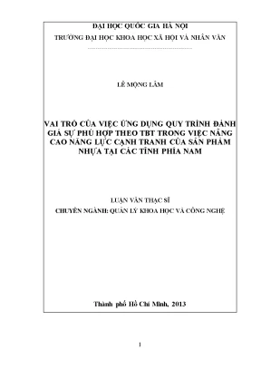 Luận văn thạc sĩ ussh vai trò của việc ứng dụng quy trình đánh giá sự phù hợp theo tbt trong việc nâng cao năng lực cạnh tranh của sản phẩm nhựa tại các tỉnh phía nam 001