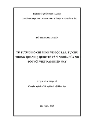Luận văn thạc sĩ ussh tư tưởng hồ chí minh về độc lập tự chủ trong quan hệ quốc tế và ý nghĩa của nó đối với việt nam hiện nay