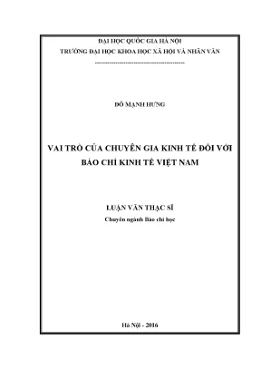 Luận văn thạc sĩ ussh vai trò của chuyên gia kinh tế đối với báo chí kinh tế việt nam
