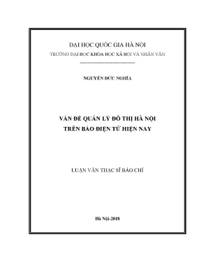 Luận văn thạc sĩ ussh vấn đề quản lý đô thị hà nội trên báo điện tử hiện nay