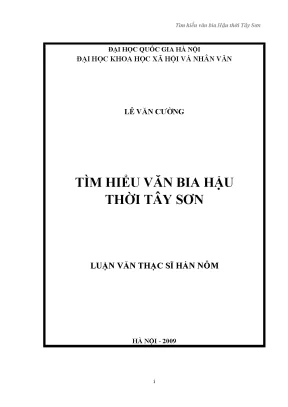 Luận văn thạc sĩ ussh tìm hiểu văn bia hậu thời tây sơn