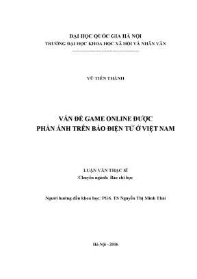 Luận văn thạc sĩ ussh vấn đề game online được phản ánh trên báo điện tử ở việt nam