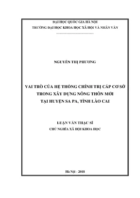 Luận văn thạc sĩ ussh vai trò của hệ thống chính trị cấp cơ sở trong xây dựng nông thôn mới tại huyện sa pa tỉnh lào cai