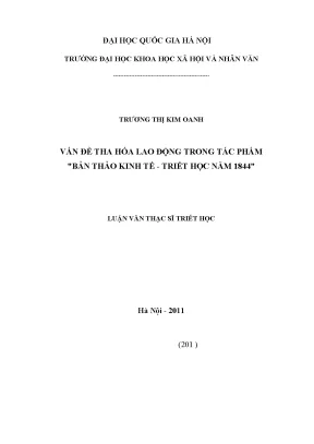 Luận văn thạc sĩ ussh vấn đề tha hóa lao động trong tác phẩm bản thảo kinh tế triết học năm 1844