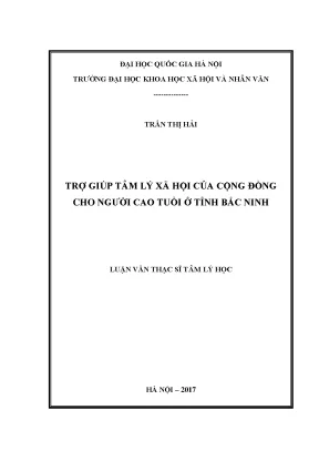 Luận văn thạc sĩ ussh trợ giúp tâm lý xã hội của cộng đồng cho người cao tuổi ở tỉnh bắc ninh