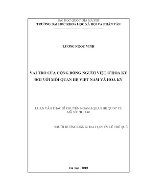 Luận văn thạc sĩ ussh vai trò của cộng đồng người việt ở hoa kỳ đối với mối quan hệ việt nam và hoa kỳ