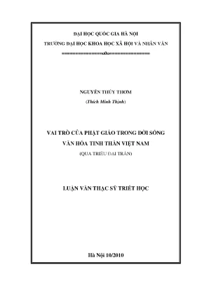 Luận văn thạc sĩ ussh vai trò của phật giáo trong đời sống văn hóa tinh thần việt nam