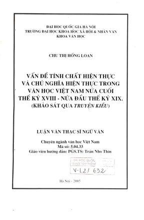 Luận văn thạc sĩ ussh vấn đề tính chất hiện thực và chủ nghĩa hiện thực trong văn học việt nam nửa cuối thế kỷ xviii nửa đầu thế kỷ xixk khảo sát qua truyện kiều