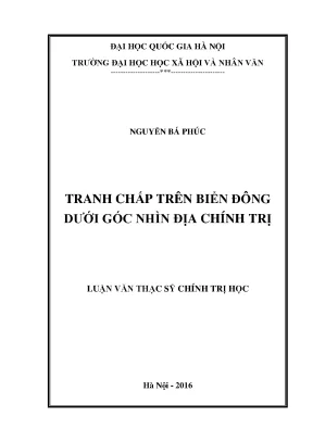 Luận văn thạc sĩ ussh tranh chấp trên biển đông dưới góc nhìn địa chính trị