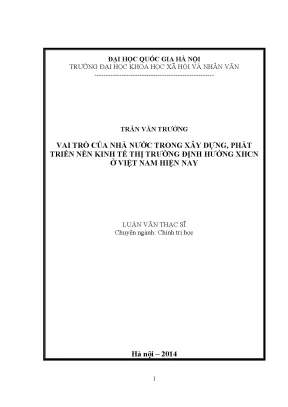 Luận văn thạc sĩ ussh vai trò của nhà nước trong xây dựng phát triển nền kinh tế thị trường định hướng xhcn ở việt nam hiện nay