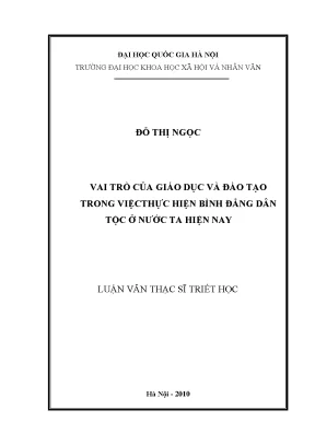 Luận văn thạc sĩ ussh vai trò của giáo dục và đào tạo trong việc thực hiện bình đẳng dân tộc ở nước ta hiện nay