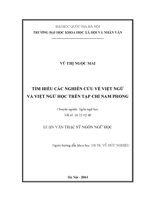 Luận văn thạc sĩ ussh tìm hiểu các nghiên cứu việt ngữ và việt ngữ học trên tạp chí nam phong