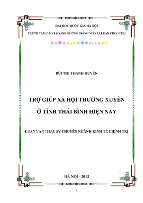 Luận văn thạc sĩ ussh trợ giúp xã hội thường xuyên ở tỉnh thái bình hiện nay