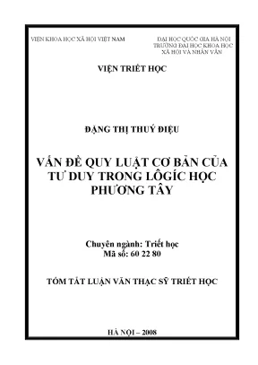 Luận văn thạc sĩ ussh vấn đề quy luật cơ bản của tư duy trong lôgíc học phương tây