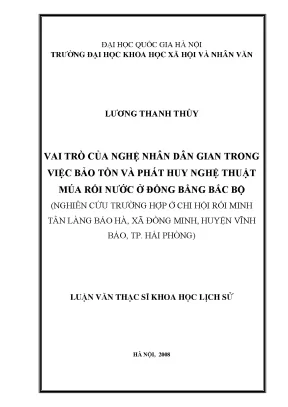 Luận văn thạc sĩ ussh vai trò của nghệ nhân dân gian trong việc bảo tồn và phát huy nghệ thuật múa rối nước ở đồng bằng bắc bộ
