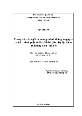 Luận văn thạc sĩ ussh trang trí trên ngói ở hoàng thành thăng long qua tư liệu khai quật hố d4 d5 d6 khu d địa điểm 18 hoàng diệu hà nội
