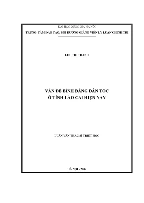 Luận văn thạc sĩ ussh vấn đề bình đẳng dân tộc ở tỉnh lào cai hiện nay