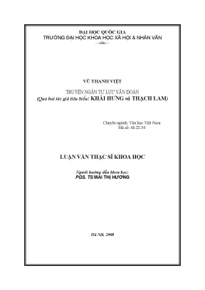 Luận văn thạc sĩ ussh truyện ngắn tự lực văn đoàn qua hai tác giả tiêu biểu khái hưng và thạch lam