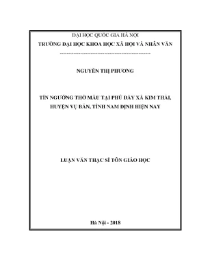 Luận văn thạc sĩ ussh tín ngưỡng thờ mẫu tại phủ dầy xã kim thái huyện vụ bản tỉnh nam định hiện nay