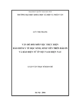 Luận văn thạc sĩ ussh vấn đề đổi mới việc thực hiện bhyt học sinh sinh viên trên báo in và báo điện tử ở việt nam hiện nay