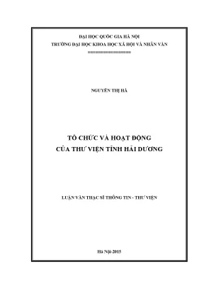 Luận văn thạc sĩ ussh tổ chức và hoạt động của thư viện tỉnh hải dương